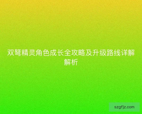 双弩精灵角色成长全攻略及升级路线详解解析